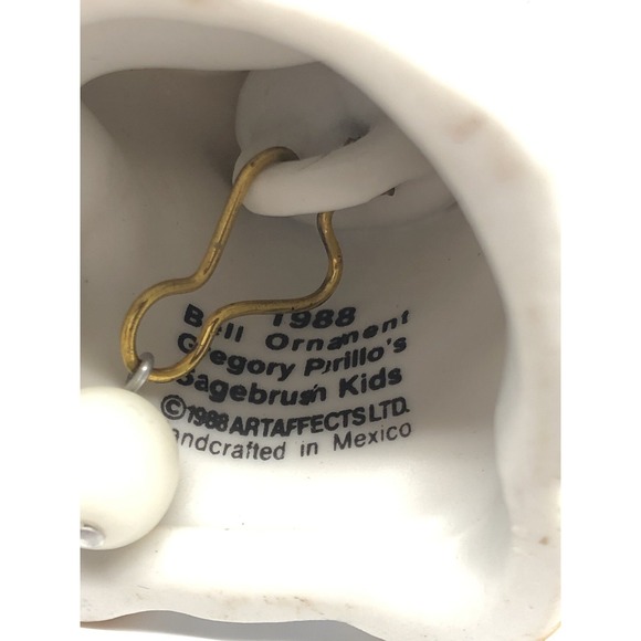 GREGORY PERILLO'S SAGEBRUSH KIDS 1988 BELL CHRISTMAS ORNAMENT BISQUE NATIVE &CAT - Picture 5 of 13